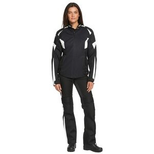 SEDICI Black White Motorcycle Full Zip Ventilated Sporty Jacket Womens 2XL